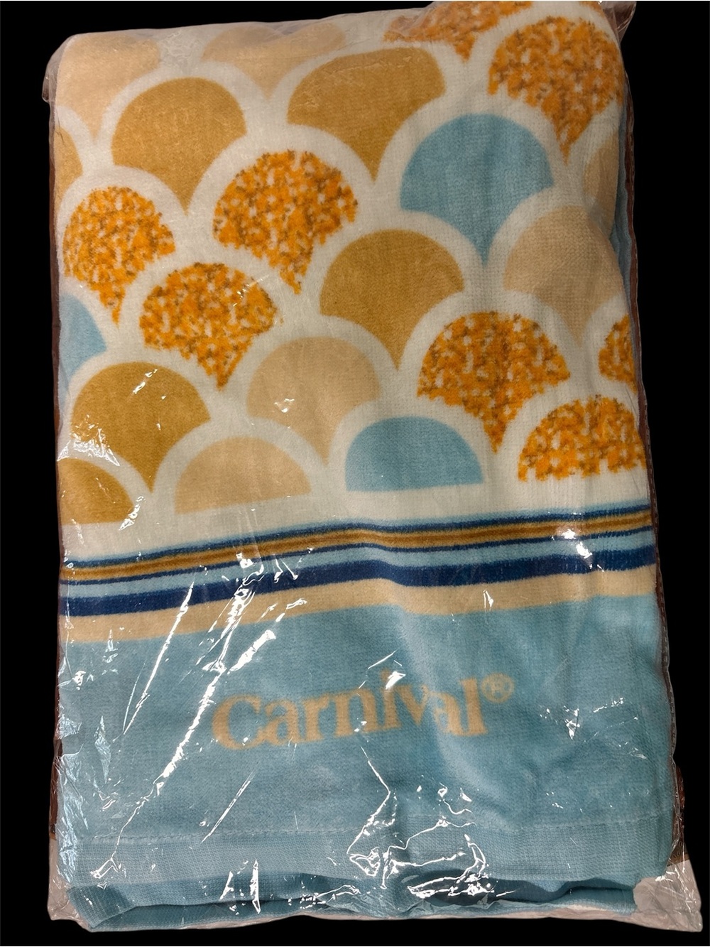 Carnival Blue and Yellow Patterned BEACH TOWEL NWT